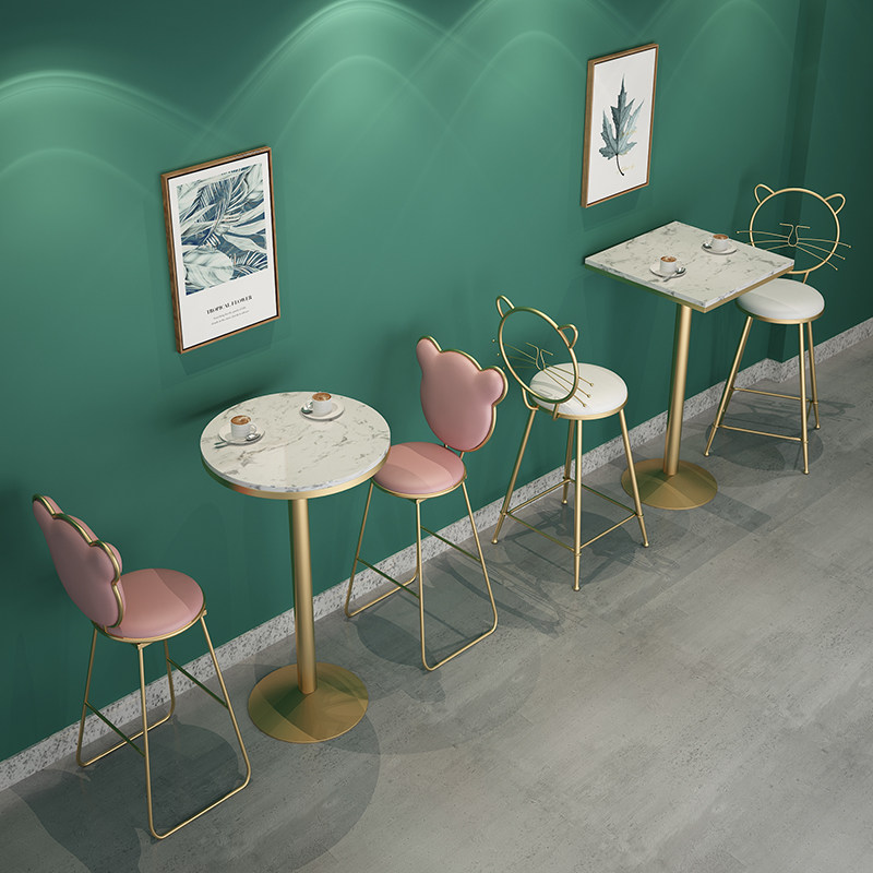 Nordic minimalist bar table and chairs net red milk tea shop dessert cafe bar high table small round table high stool