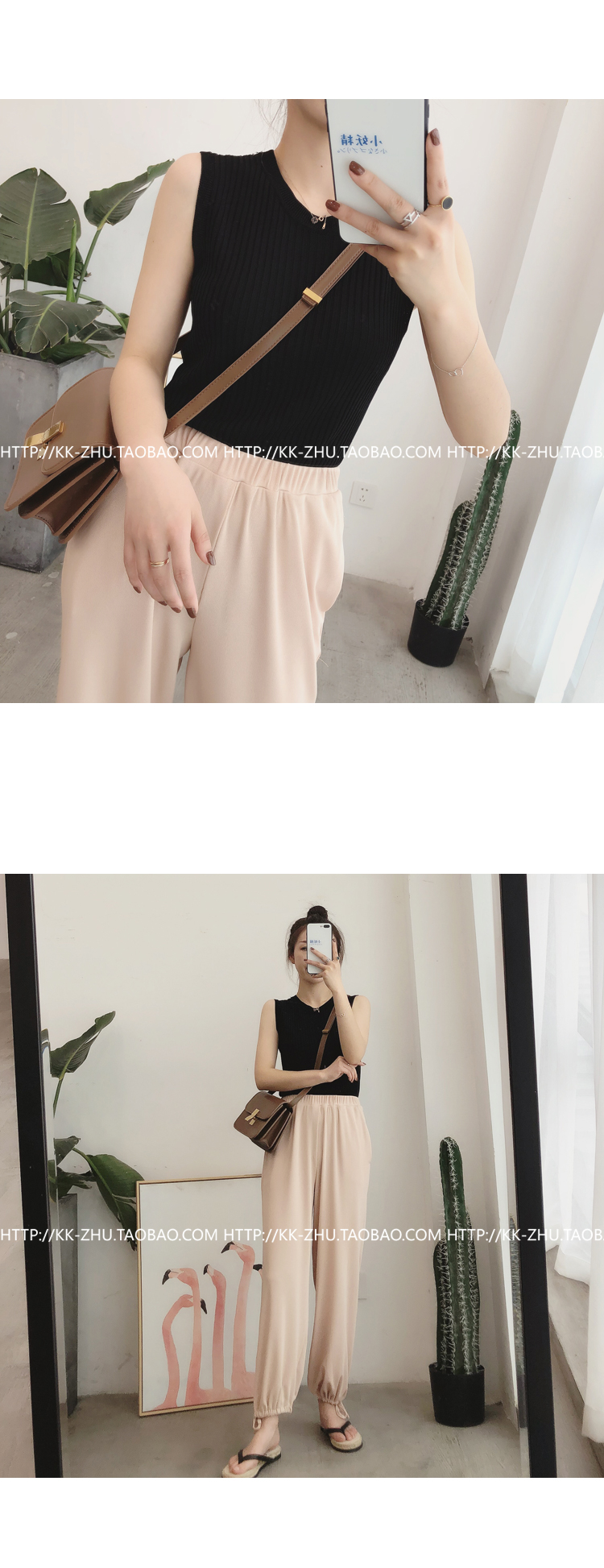 [Giải phóng mặt bằng không được hoàn trả] Áo thun đen mùa hè đen đeo băng lụa đan tay không tay thời trang nữ cao cấp
