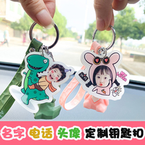 Customized photo keychain double-sided cartoon cute couple diy Avatar creative key chain bag Car pendant