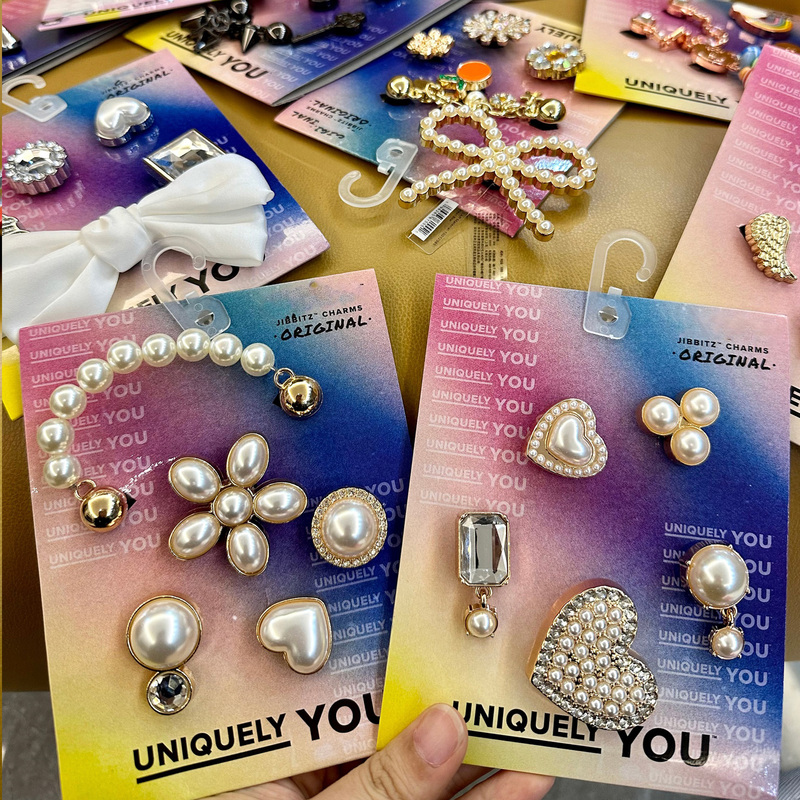 Crocs Shoe Accessories, Shoe Charms Compatible with Crocs Jibbitz, DIY Metal Pearl Gemstone Shoe Decorations