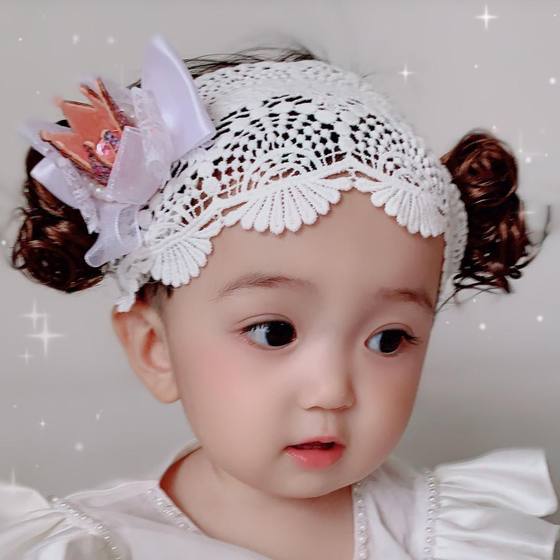 Baby lace headband, infant and toddler protective door hair cap, Korean cute princess cherry head flower girl baby wig summer