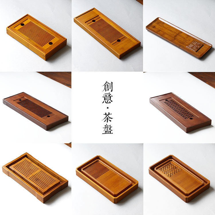Tea dish bamboo drainage set Special prices solid wood tray Kung fu Zen tea ceremony accessories mountain bamboo wood