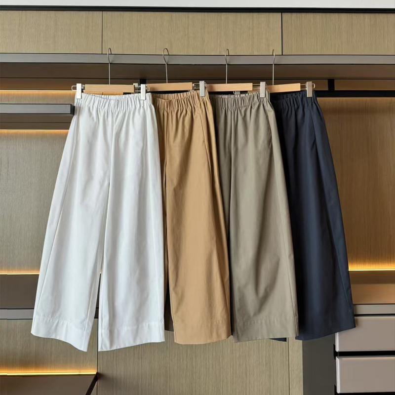 Summer's Magic Pants! Max Yuan Single Order Imported 120-Count High-Density Pure Cotton Crisp Loose Wide-Leg Casual Cropped Pants