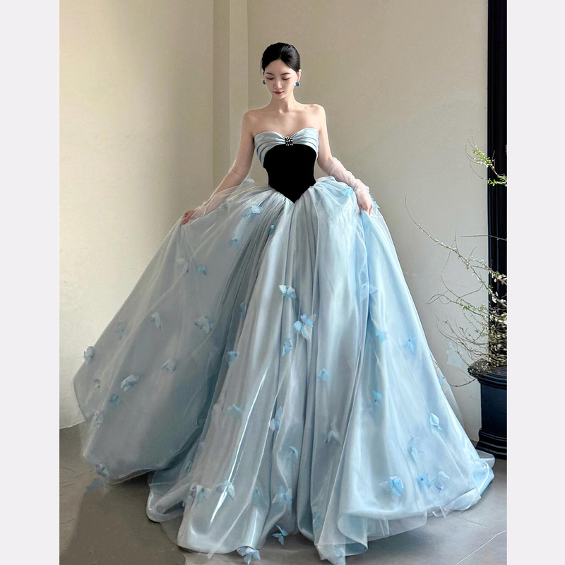 Alice Haute Couture Blue Butterfly Fairy "Dream Galaxy" Hostess Art Exam Princess Dress Banquet Evening Gown