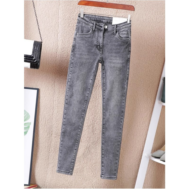 Smoke Gray Jeans for Women 2026 Spring/Summer New Style Slim Fit Versatile Stylish Mid-Waist Stretch Skinny Pencil Pants