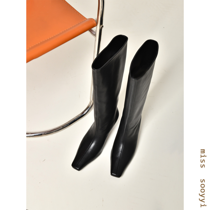 Ms Three-Person Group High Intelligence Jennie | Cat Heel Long Boots Square Toe Genuine Leather High Boots Full Leather Long Boots for Women Autumn and Winter Ms Three-Person Group High Intelligence Jennie | Cat Heel Long Boots Square Toe Genuine Leather High Boots Full Leather Long Boots for Women Autumn and Winter