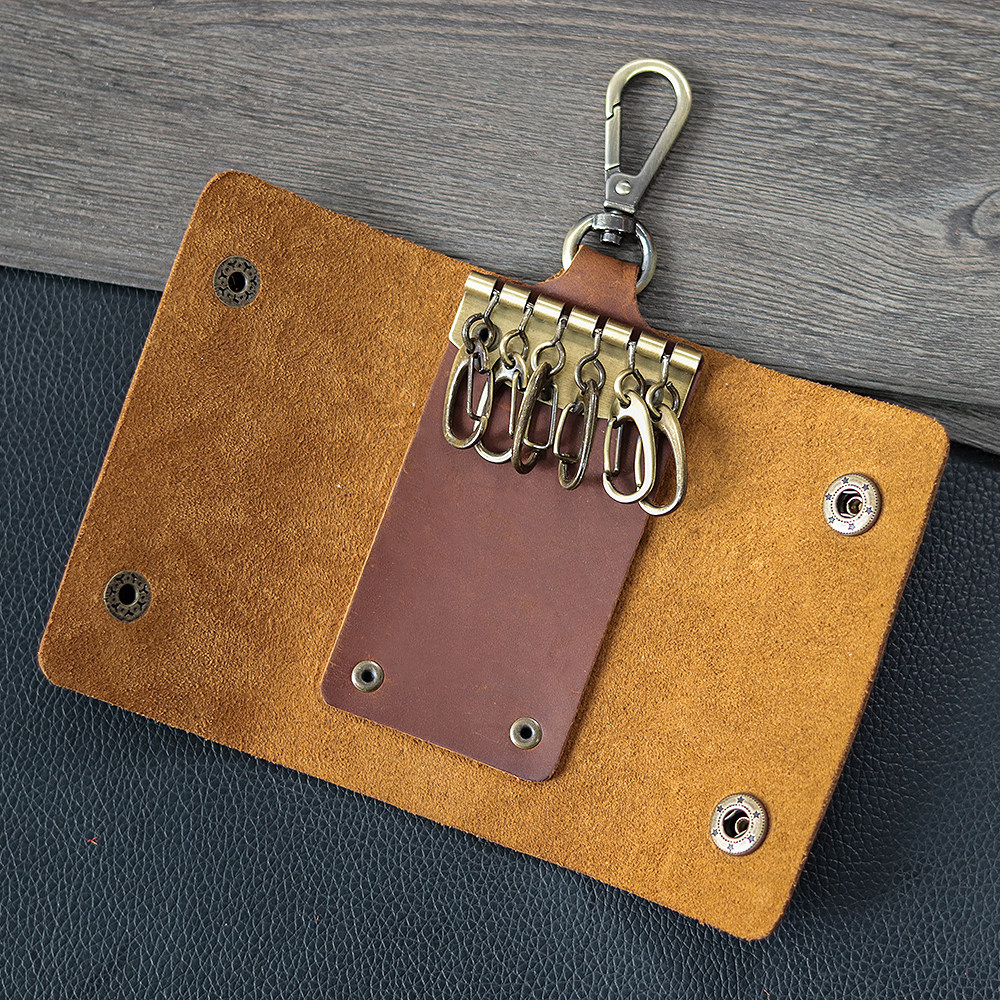 Key bag Male real cow leather waist hanging key buckle Home Large capacity Female fashion Han version Multi-functional car lock key bag