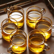 Small teacup kung fu tea set home belt clear glass tea cup 6 mini Gong black tea