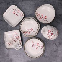 Creative Japanese irregular household ceramic plate snowflake glaze tableware 7 8 inch cold dish dish rice bowl