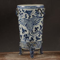 Meta-generation green floral hand painted crested with high foot cup tea cup ancient playing antique high imitation ancient porcelain ware factory goods porcelain