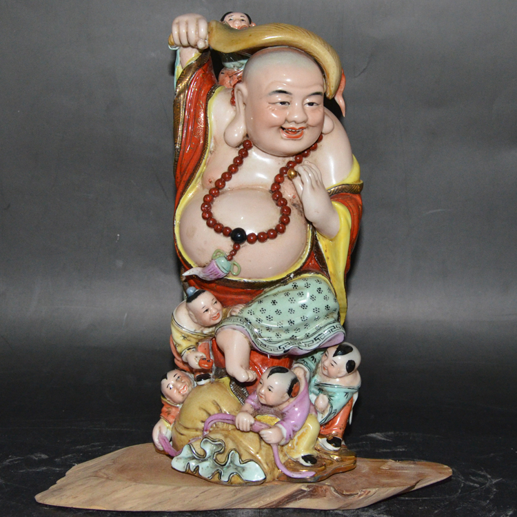 Ancient Play Antique Collection Jingdezhen Factory Goods Porcelain Sketching Five Son Rohan Sculpture Porcelain Factory Home Collection Pendulum