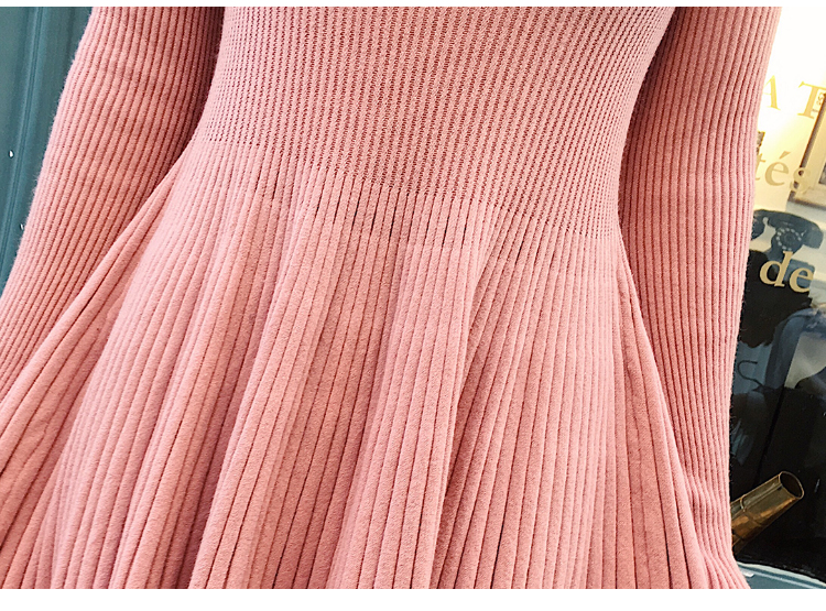 VK旗艦店 韓系淑女氣質針織喇叭袖修身復古長袖洋裝