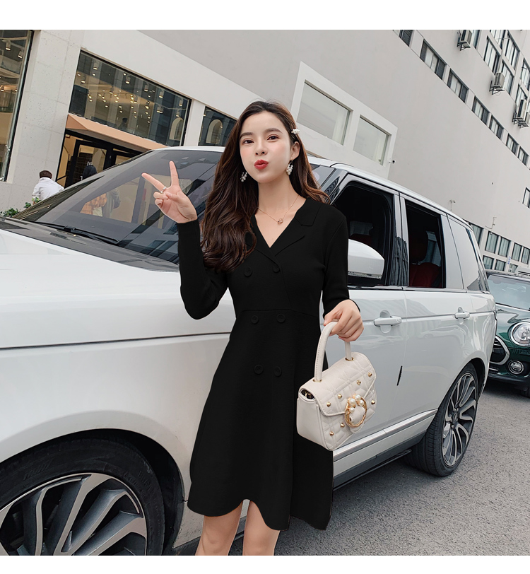 VK旗艦店 韓國風優雅氣質針織高腰小香風長袖洋裝