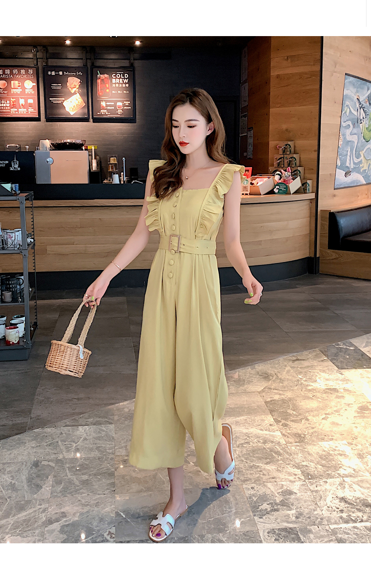 VK旗艦店 韓系高腰荷葉邊連身褲套裝無袖褲裝