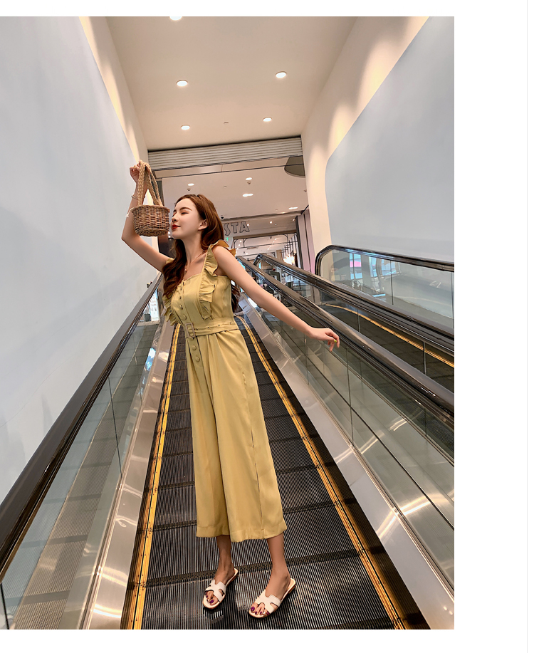 VK旗艦店 韓系高腰荷葉邊連身褲套裝無袖褲裝