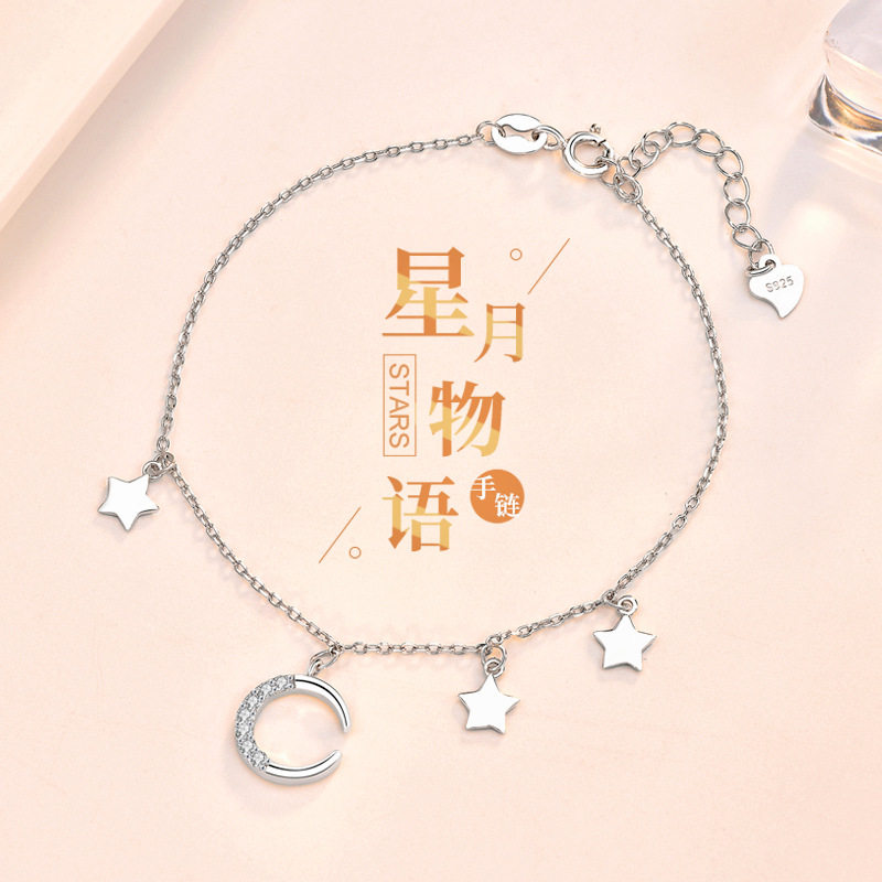 Lady Pure Silver Small Clear Nova Month Hand Alchemy, Japan-ROK sweet and small crowdsourced design Little Star Superfairy Girlfriends Jewelry