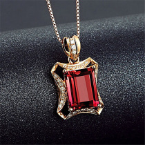 Womens wild 5 carat natural pigeon blood red Tourmaline pendant plated with 18K rose gold set with diamonds Color treasure ruby necklace