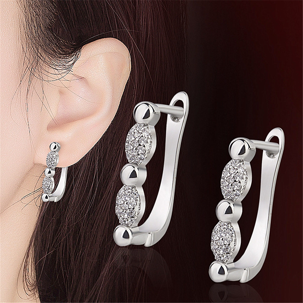 Japan and South Korea foreign trade cross-border hot jewelry temperament fashion ear pin women's ear buckle inlaid zircon women's earrings earrings