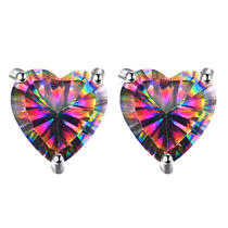 European and American foreign trade earrings plated colorful mysterious natural rainbow heart-shaped earrings platinum plated hot jewelry earrings