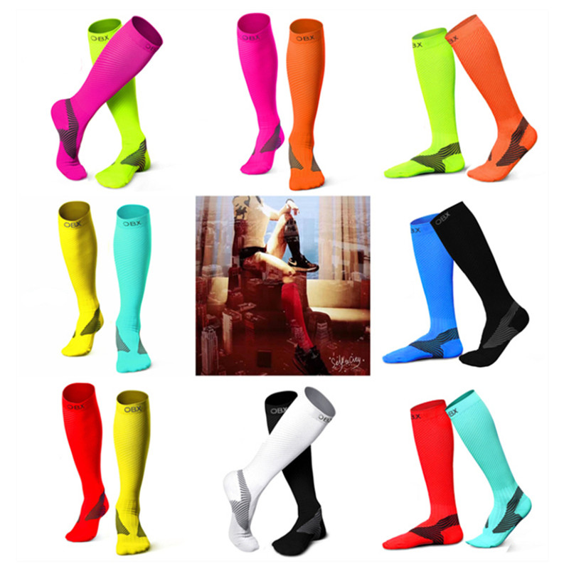Muscular mix Colorful Compression Socks Sports Long Silo Socks Compression Leg Jacket Marathon Cross-country Running Socks Bicolor