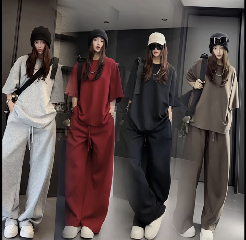 Yanyan Clothing Summer Casual Lyocell Tencel Suit Fashionable Simple Comfortable Loose Solid Color Couple Two-Piece Set
