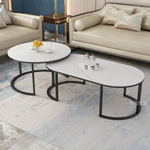 Oval tempered glass rental apartment coffee table small home modern minimalist retractable side table small apartment tea table