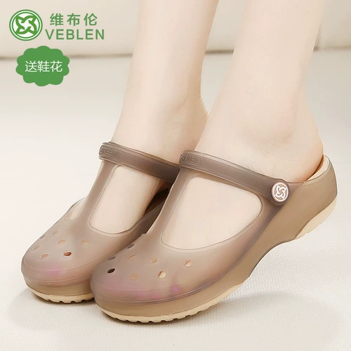 VEBLEN Тапочки в стиле Crocs, пляжная обувь на плоской подошве на танкетке, нескользящие босоножки для школьников и студентов, мюли, закрытый носок