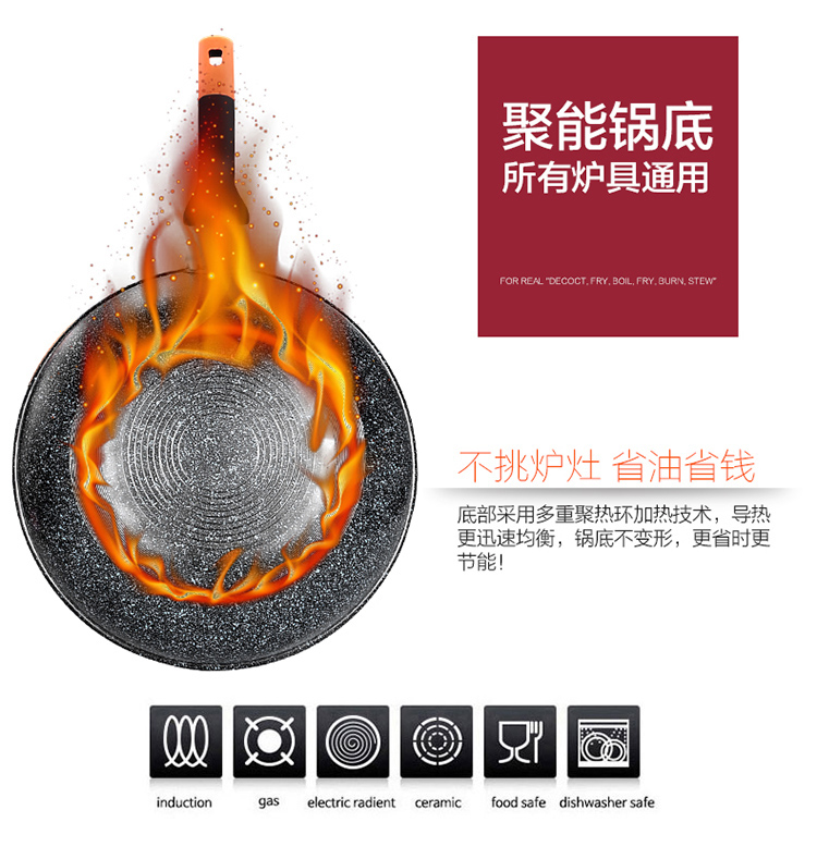 Maifanshi chảo không dính hộ gia đình không khói thuốc sắt pan bếp gas bếp cảm ứng cho đa chức năng nấu nồi kệ để gia vị inox