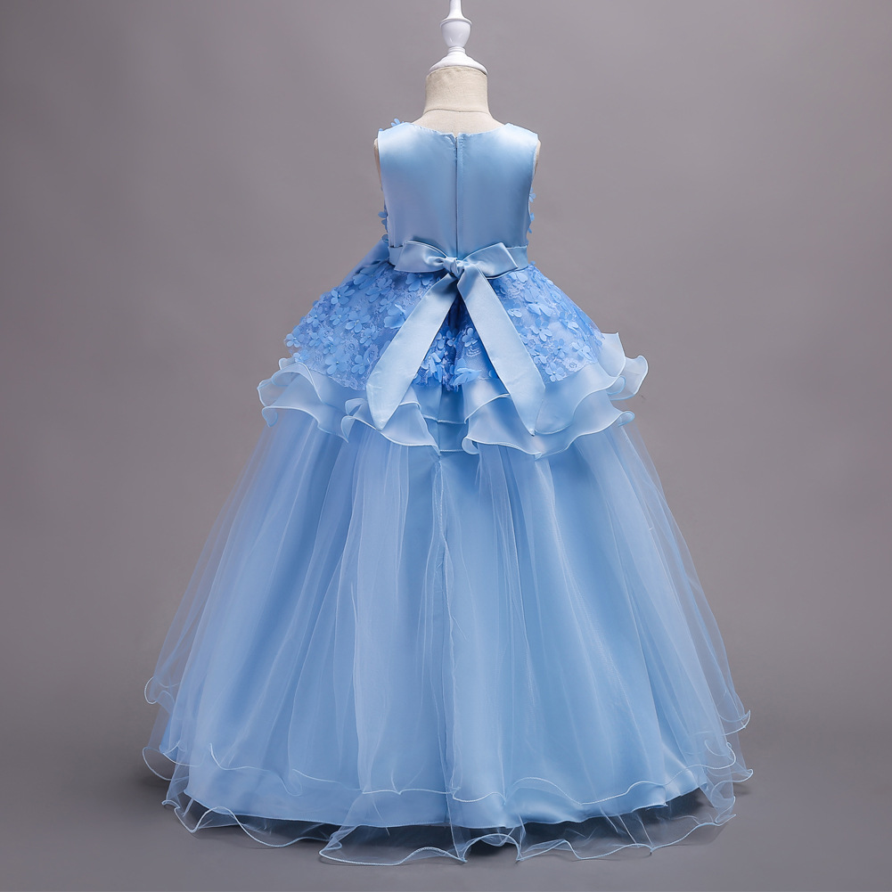 Công chúa lưới tutu cánh hoa dài váy cưới hoa cô gái organza váy trẻ em váy váy ZQ560 set vest 3 món cực chất cho bé trai