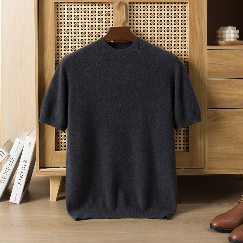 2026 Autumn and Winter New Men's Wool and Cashmere Blend Short-Sleeve Knitwear Half-Turtleneck Base Shirt Casual Sweater 2026 Autumn and Winter New Men's Wool and Cashmere Blend Short-Sleeve Knitwear Half-Turtleneck Base Shirt Casual Sweater