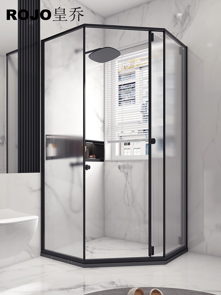 Very narrow frame shower room diamond type partition full push type single sliding door dressing room dry and wet separation changhong glass door