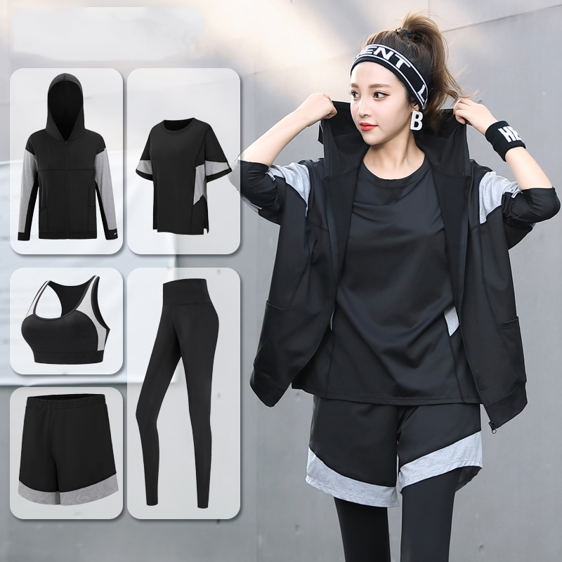 Fitness clothes female plus size fat mm loose 200 kg summer and autumn running quick-drying clothes gym yoga sports suit female