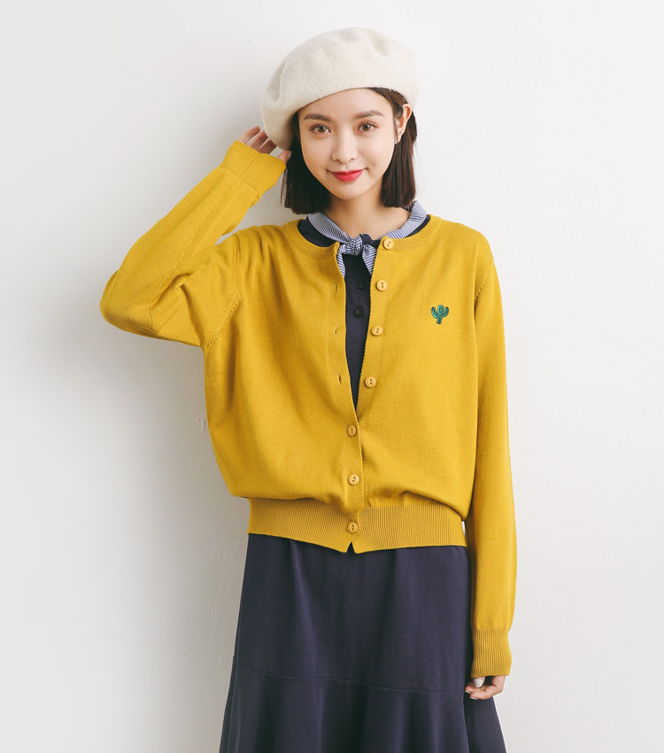 Áo len lông cừu EAL 2019 mùa xuân áo len nữ rộng rãi Hàn Quốc áo len cổ tròn hoang dã A978 - Đan Cardigan áo cardigan
