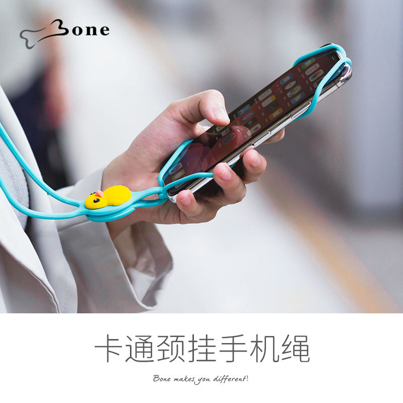 Bone Official Neck-hung Mobile Phone Tie Universal Mobile Phone Protective Shell Suitable for Neck-hung Apple 13 Cute Doll Silicone Cover Female