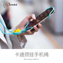 Bone official neck hanging mobile phone tie universal mobile phone case hanging neck silicone Apple cute doll travel out