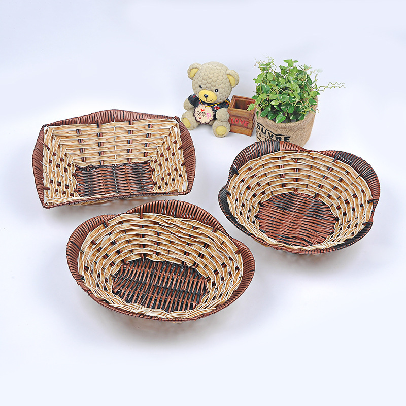 Eurostyle Iron Art Water Fruit Basket Food Candy Cookies Fruit Pan Vegetable Flower Basket Simulation Vines Bamboo Woven Containing Basket