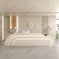 Cream internet celebrity trendy store beauty salon bar cashier clothing store womens clothing curved shop simple reception front desk
