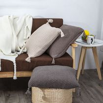 Minimalist modern pure color knit stream Su sofa leaning back cushions square bedroom Pillow Office Mi White Grey