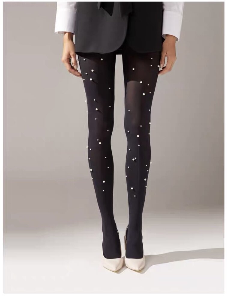 колготки / чулки дна calzedonia女士水钻连裤袜 新品天鹅绒暗闪显瘦50d黑丝袜modc2001