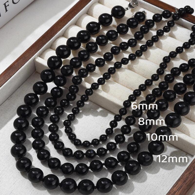 7A Grade Black Pearl Necklace, Natural Black Agate, Hand-Beaded, Versatile and Stylish, High-End Feel, Blogger's Same Style Clavicle Chain