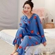 Bộ đồ ngủ cotton lụa của phụ nữ dài tay phù hợp với mùa xuân và mùa hè phim hoạt hình dễ thương giặt bông mỏng điều hòa không khí quần áo bông nhân tạo dịch vụ tại nhà - Nam giới