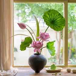 Haohong Jingpin Lotus Artificial Flower, High-End and Realistic, New Chinese Style Entrance Hall, Tea Room, Dining Table Decoration, Fake Flower Arrangement
