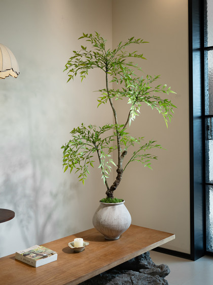 Artificial Green Plant with a High-End Feel, Suitable for Living Room and Tea Room, Potted Fake Flowers, Decorative Ornaments, Soft Decoration, Song Dynasty Aesthetics
