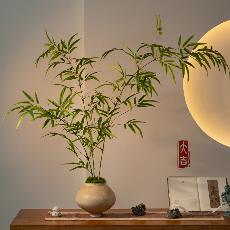 Bamboo Bionic Plant, Real Bamboo Pole, Realistic and High-End, Song Dynasty Aesthetics, Desktop Decoration, Zen-Inspired Entrance Decoration Bamboo Bionic Plant, Real Bamboo Pole, Realistic and High-End, Song Dynasty Aesthetics, Desktop Decoration, Zen-Inspired Entrance Decoration