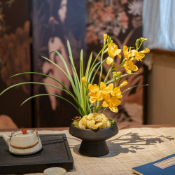 Haohong Jingpin Orchid Bonsai Artificial Flower High-End Realistic Ornament for Entrance, Tea Room, Zen-Style Chinese-Style Fake Flower Decoration