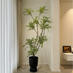 Haohong Jingpin Nantian Bamboo Artificial Green Plant, High-End Light Luxury Indoor Living Room Simulated Fake Plant, Large Floor-Standing Potted Plant