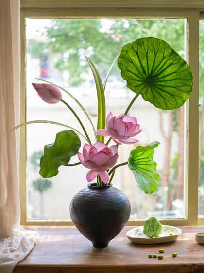 Haohong Jingpin Lotus Artificial Flower, High-End and Realistic, New Chinese Style Entrance Hall, Tea Room, Dining Table Decoration, Fake Flower Arrangement