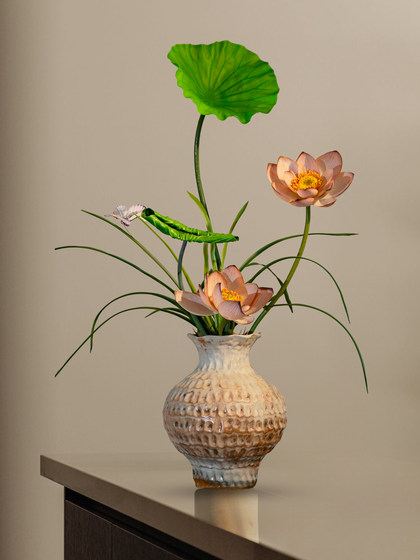 Simulated Lotus Flowers with a High-End, Realistic Feel for Dining Table, Living Room Bonsai, Artificial Flowers, Song Dynasty Aesthetic Decorative Ornaments, Vase, Entryway