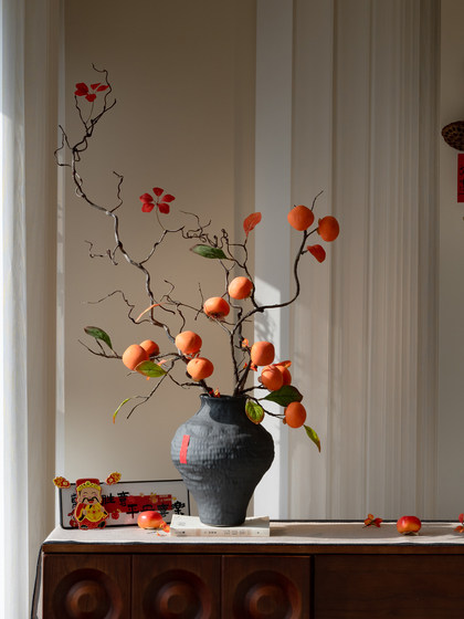 Persimmon-Shaped New Year's Flower Arrangement, Realistic and High-End Artificial Persimmons for New Year's and Housewarming Decorations, Everything Goes Well with Flower Arrangements
