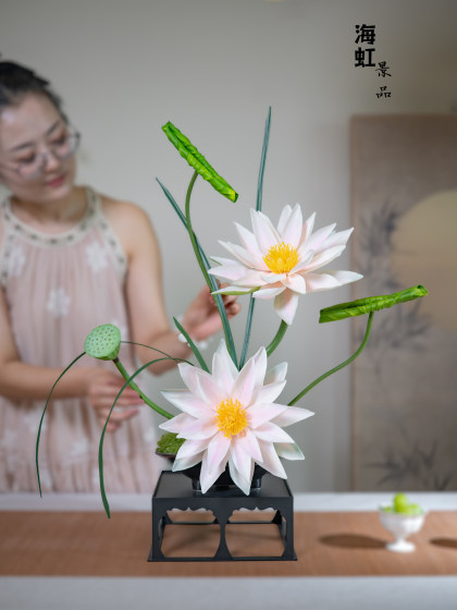 Lotus Artificial Flower, Light Luxury, High-End, New Chinese Style Ornament, Entrance Faux Bonsai, High-Quality, Realistic Tea Room Decoration